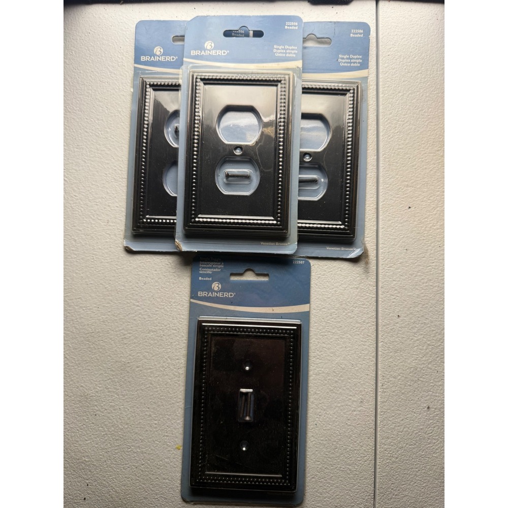 Brainerd Beaded Venetian Bronze Wall Plate Set 3 Duplex 1 Toggle Switch Cover